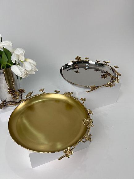 Jasmine Round Tray/Platter (Silver)