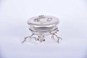 Jasmine Glass Bowl with Lid  (Nickel-Plated)