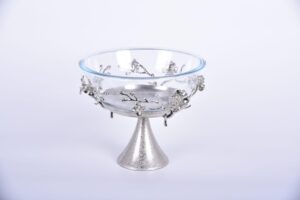 Jasmine Glass Bowl with Stand (Nickel-Plated)
