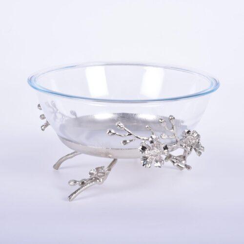 Jasmine Large Bowl with Stand (Nickle-Plated)