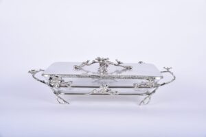 Jasmine Rec. Glass Dish with Lid (Nickle-Plated)