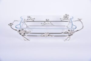 Jasmine Rec. Glass Dish with Lid (Nickle-Plated)