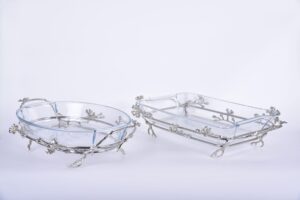 Jasmine Rec. Glass Dish with Lid (Nickle-Plated)