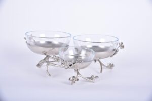 Jasmine 3-Section Glass Bowl (Nickel-Plated)