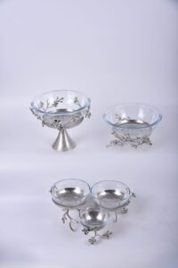 Jasmine Large Bowl with Stand (Nickle-Plated)