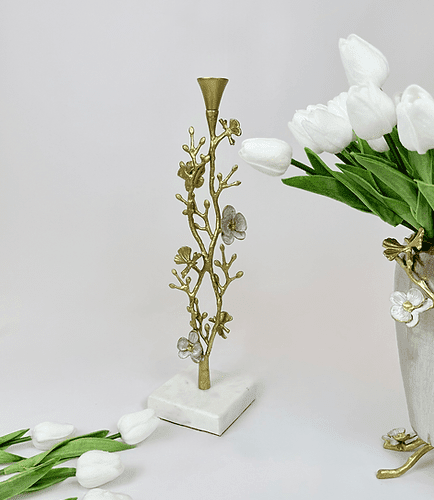 Orchid Candle Holder with Marble Base