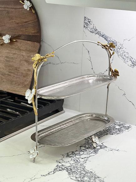 Orchid Two-Tier Oval Platter (Black)