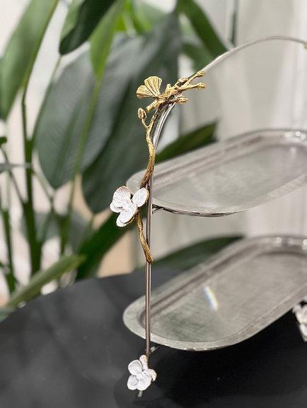 Orchid Two-Tier Oval Platter (Black)